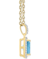 Lab Created Ruby (2 ct. t.w.) & White Sapphire (1/5 Rectangle Pendant Necklace 10k Yellow Gold