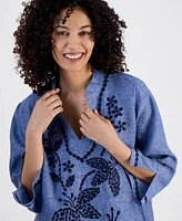 Charter Club Petite Embroidered Linen Tunic, Exclusively at Macy's