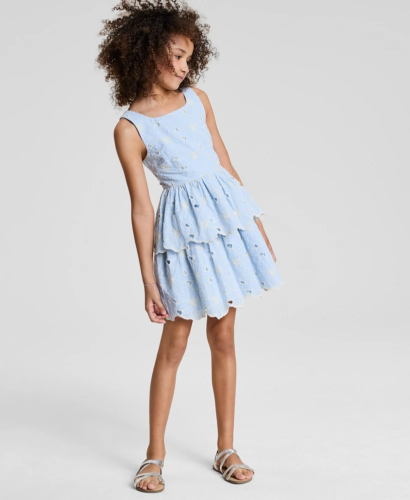 Rare Editions Big Girl Enlarged Flora Eyelet Dress
