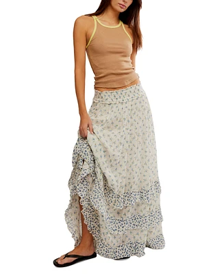 Free People Women's Brynn Printed Ruffle Maxi Skirt