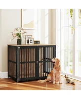 PawHut 39" Dog Crate Furniture with Anti-Chew Resist Mesh for Large Dogs