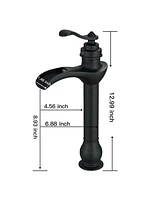 Waterfall Single Hole Single-Handle Vessel Bathroom Faucet With Pop-up Drain Assembly in Matte Black