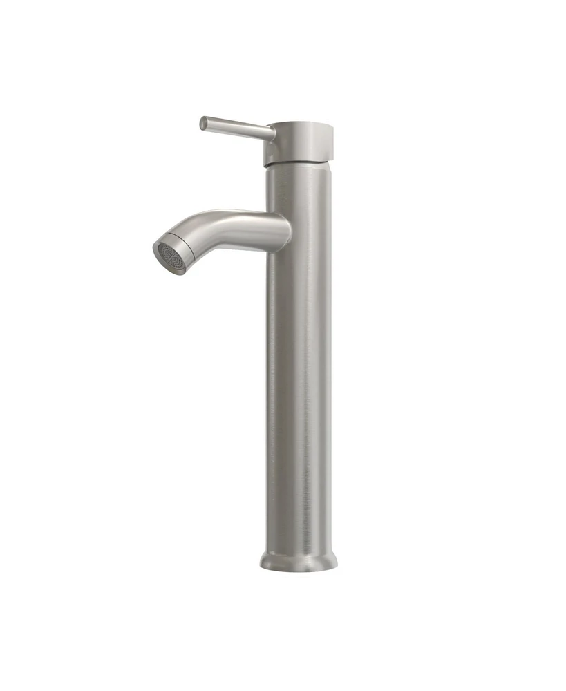 Single Hole Single Handle Bathroom Vessel Sink Faucet With Drain Assembly in Brushed Nickel