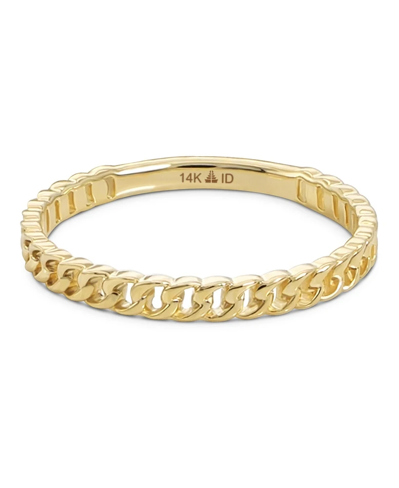 Devata Cuban Link Ring in 14K Gold, Size 7, approx. 1.3 grams.