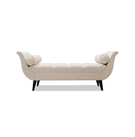 64 Inch Tufted Velvet Entryway Bench, Upholstered Bedroom Bench with Bolster Pillows & Wood Legs-The Pop Home
