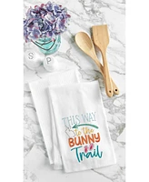 This Way to the Bunny Trail" Easter Rabbit Spring Theme Kitchen Dishtowel