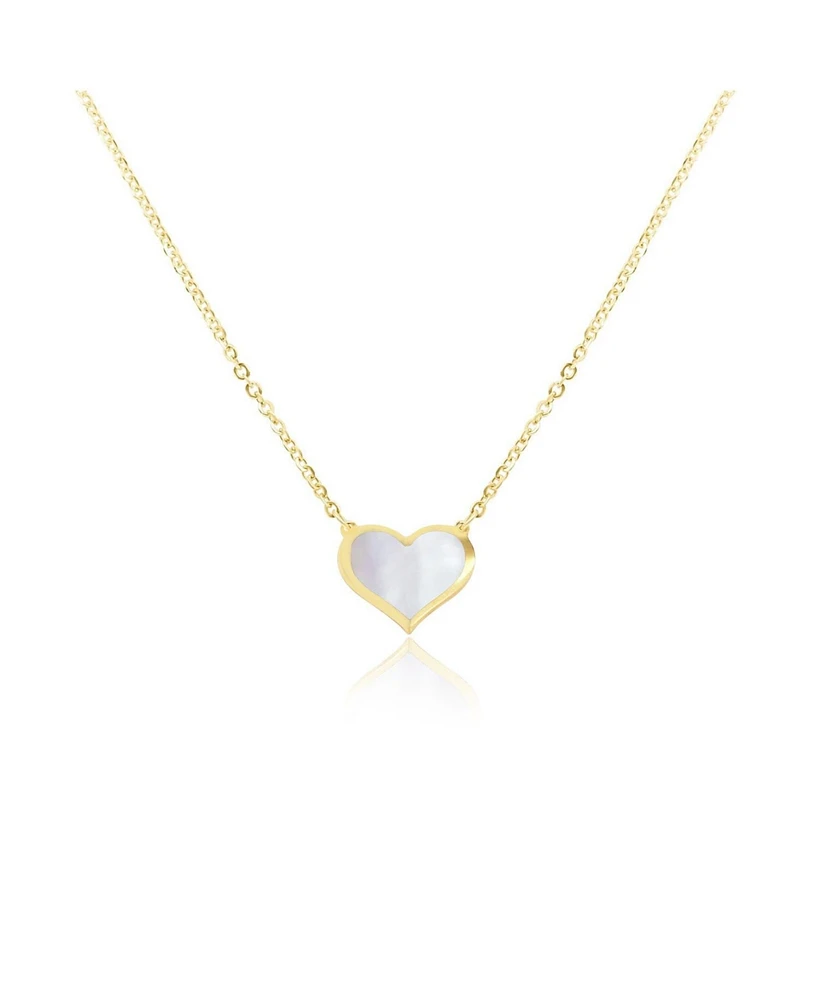 The Lovery Mother of Pearl Single Heart Necklace 14K Gold