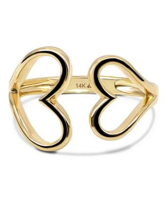 Devata Couple Heart Ring In 14k Gold Size 8 Approx. 3.0 Grams.