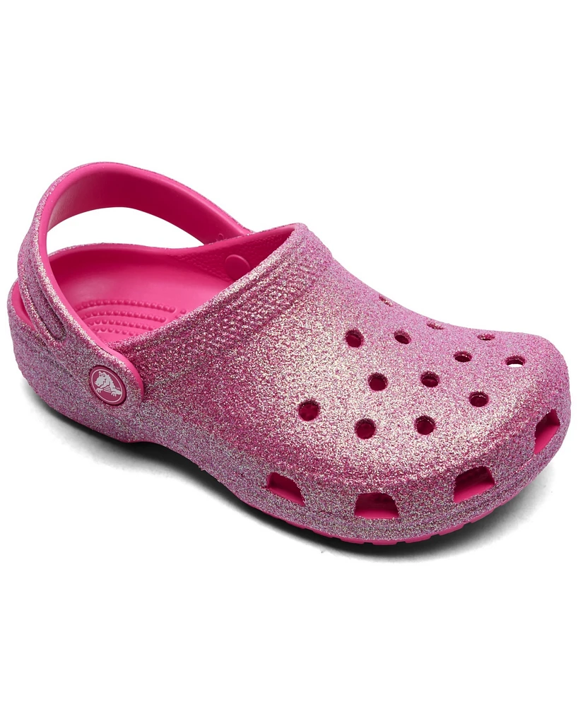 Crocs Little Girls Classic Glitter Clogs from Finish Line