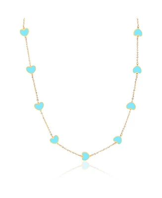 The Lovery Turquoise Heart Station Necklace 14K Gold