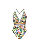 Sunshine 79 Women's One Piece Swimsuit Jungle Jive V Plunge