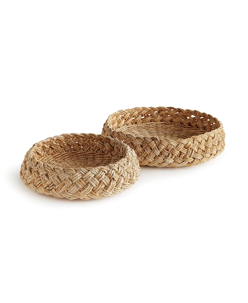 Abaca French Braided Decorative Baskets Set of 2