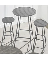 Best Choice Products 3-Piece Steel Patio Bar Height Round Bistro Set w/ Backless Stools