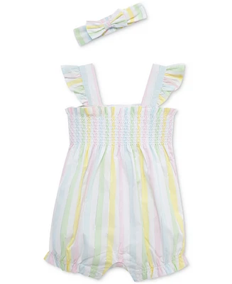 Little Me Baby Girls 2-Pc. Candy Stripe Bubble Romper & Headband Set