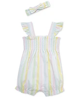 Little Me Baby Girls 2-Pc. Candy Stripe Bubble Romper & Headband Set