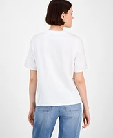 Driftwood Women's Cotton Open-Knit T-Shirt X Blue Bouquet