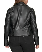 Levi's Plus Faux-Leather Asymmetrical-Zipper Moto Jacket