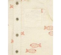 Little Me Baby Boys 2-Pc. Fish Seersucker Button-Down Shirt & Shorts Set