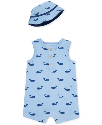 Little Me Baby Boys 2-Pc. Whale Romper & Bucket Hat Set