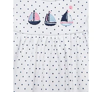 Little Me Baby Girls Cotton Sailboats Rompers, 2 Pack