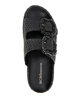 BCBGeneration Women's Bexxi Double Buckle Raffia Footbed Sandals