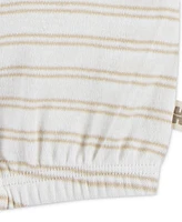 Huggies Baby Girls Cotton Striped Ruffled-Sleeve Romper