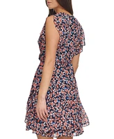 Tommy Hilfiger Women's Flutter-Sleeve Faux-Wrap Dress