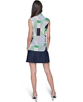 Karl Lagerfeld Paris Women's Textured Geometric-Print Top