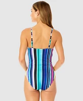 Anne Cole Women's Barcode Stripe Classic One-Piece Swimsuit