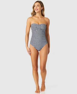 Anne Cole Women's Neo Geo Twist-Front Bandeau One-Piece Swimsuit