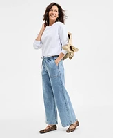Style & Co Petite High-Rise Pull-On Wide-Leg Jeans, Exclusively at Macy's