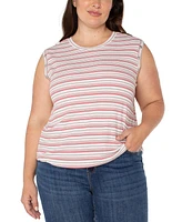 Liverpool Plus Crewneck Striped Sleeveless Top