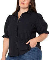 Liverpool Plus Puff Sleeve Snap Front Shirt