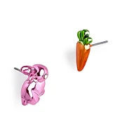 Betsey Johnson Faux Stone Spring Bunny Carrot Mismatch Stud Earrings