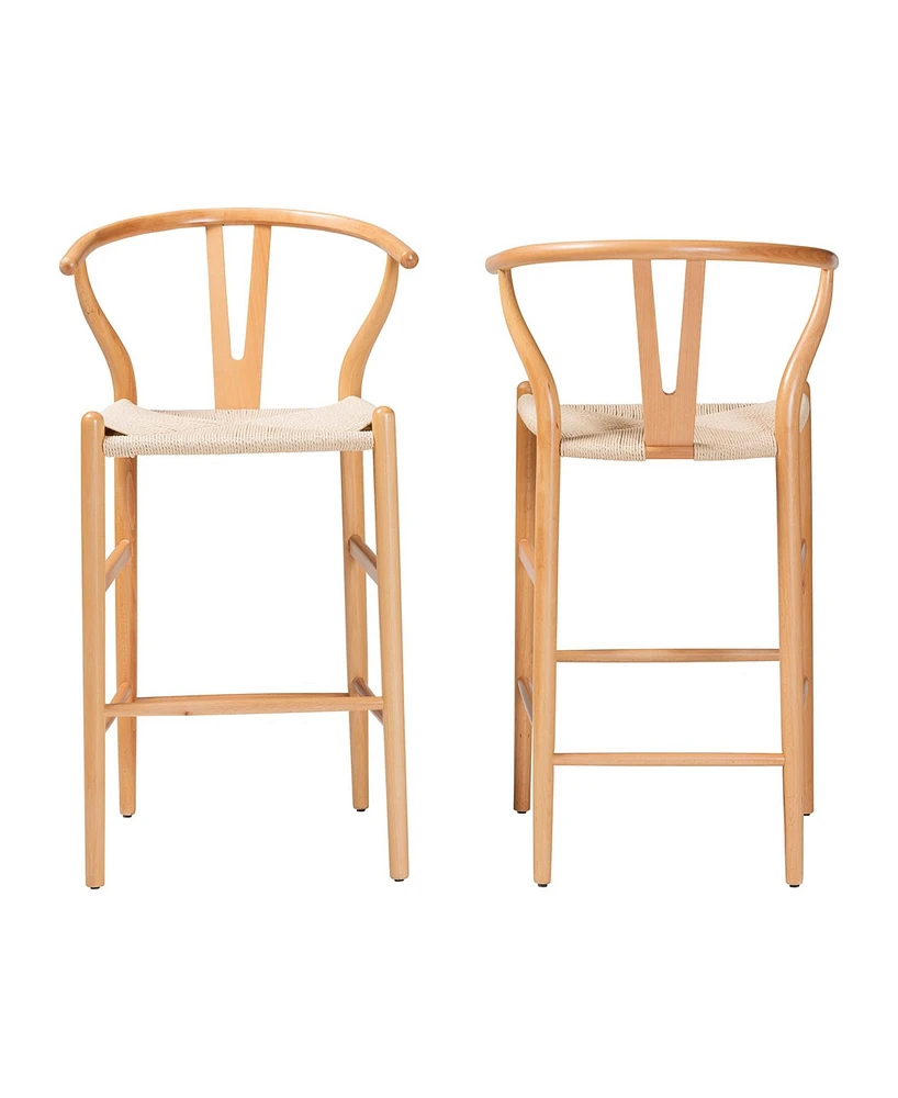 Baxton Studio 2-Pc. Finished Wood Paxton Modern and Contemporary Bar Stool Set