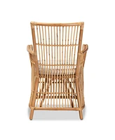 bali & pari 23.7" Upholstered and Rattan Rose Modern Bohemian Armchair