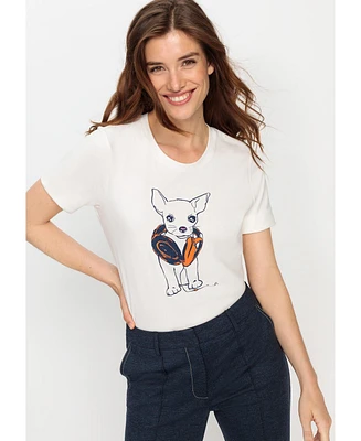 Olsen Women's Funky Puppy Printed T-Shirt
