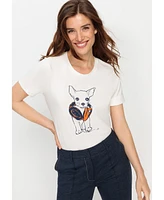 Olsen Women's Funky Puppy Printed T-Shirt
