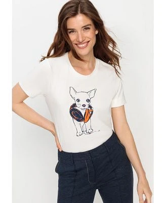 Olsen Womens Funky Puppy Printed T Shirt