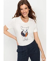 Olsen Womens Funky Puppy Printed T Shirt