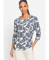 Olsen Women's Floral Rib Knit Jersey Top