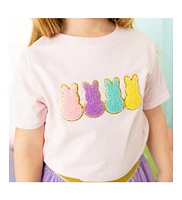 Sweet Wink Toddler Girls Easter Peeps Patch Short Sleeve T-Shirt