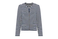 Olsen Women's Striped Collarless Zip Front Jacket