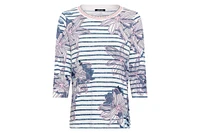 Olsen Women's Floral and Stripe Print T-Shirt