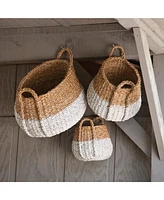 Seagrass Round Baskets With Handles, Set Of 3