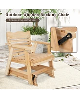 2 Pcs Patio Outdoor Wood Slat Rocking Chair Porch Rocker Curved Seat 330 Lbs