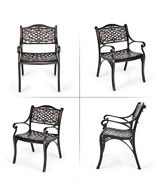 4PCS Patio Dining Bistro Chair All Weather Cast Aluminum Armrest Garden