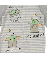 Star Wars Baby Boys The Mandalorian Yoda Zip Up Sleep N' Play Bib Blanket and Hat 4 Piece Outfit Set