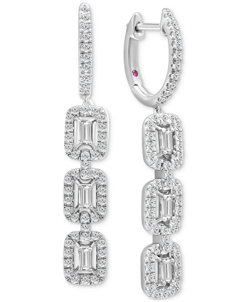 Diamond Link Drop Hoop Earrings (3/4 ct. t.w.) in 14k White Gold