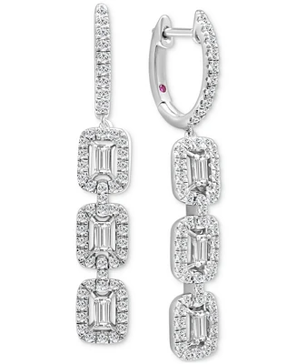 Diamond Link Drop Hoop Earrings (3/4 ct. t.w.) in 14k White Gold